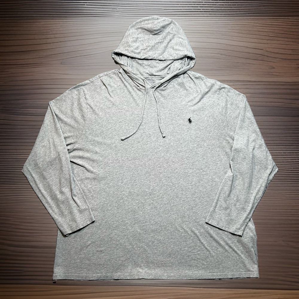 Polo Ralph Lauren Men's Jersey Hooded T-Shirt Gray Long Sleeve Pony Logo 2XB